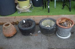 Pair of Black Painted Planters, Terracotta Plant P