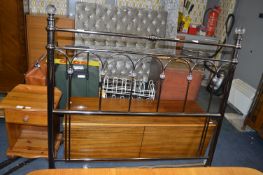 Metal Bedhead with Glass Decoration