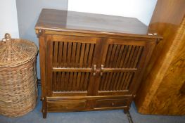 Indonesian Wooden Cupboard with Slat Doors and Two