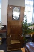 1930's Hall Stand, Beveled Edge Oval Mirror