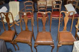 Four 1930's Mahogany Dining Chairs with Leatherett