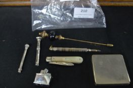 Hallmarked Sterling Silver Case, Pen Knife, etc.