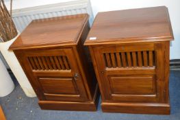 Two Indonesian Wooden Bedside Cabinets