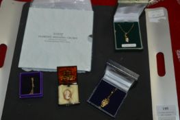 9ct Gold Pendant, Chains, Cameo, and a Diamond Wed