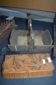 Wooden Trug and a Basket Weave Sewing Box