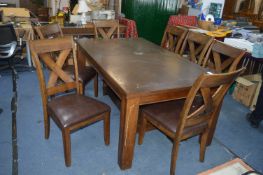 *Samson Dark Oak Extending Dining Table with Seven