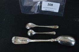 Hallmarked Sterling Silver Teaspoon and Two Mustar