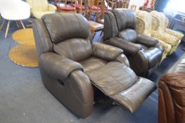 Pair of Brown Leather Rocking Recliners by Lorenzo