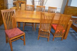 Indonesian Solid Wood Dining Table with Six Matchi