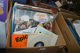 Box of Vintage LP Records and 7