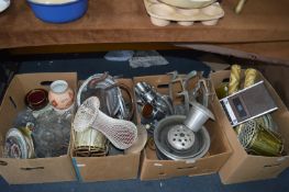 Assorted Metal & Glassware, Rose Bowls, Fireside C