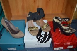 Three Pairs of Ladies Shoes by Guess, etc.