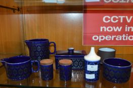Dark Blue Hornsea Pottery Items; Jugs, Butter Dish