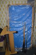Blue Pool Table on Stand with Cues