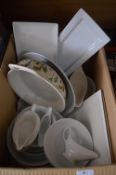 Box of White China Oven Ware and Tableware