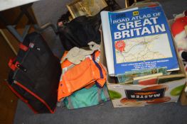 Box of Older Books & Maps, and a Bag of Gloves