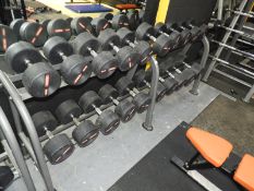 Twelve Pairs of Alex Dumbbells with Rack 22.5kg - 60kg