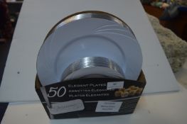 *White/Silver Assorted Party Plates 50pk