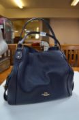 *Coach Edie Blue Leather Shoulder Bag