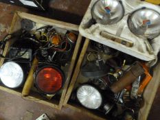Two Boxes of Vehicle Lights, garden Sprayer, etc.