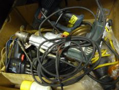 Box of Assorted Drills Soldering Irons, etc.