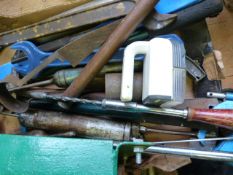 Box of Assorted Tools Including Grease Pumps, Span