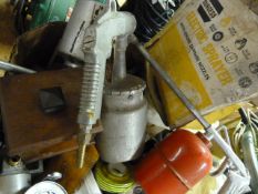 Box of Spray Guns and Assorted Tools, Fittings & A