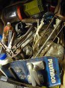 Box of Assorted Tools, Mastic Bonds and Motors