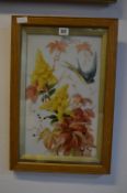 Framed Painting on Glass - Birds & Flowers