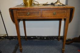 Leather Topped Inlaid Mahogany Side Table