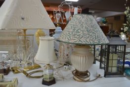 Seven Table Lamps and a Pair of Candle Lanterns