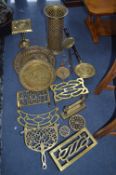 Quantity of Brassware Including Trays, Kettle Stan