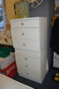 Two White Three Drawer Bedside Cabinets