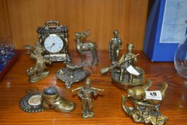 Brassware, Mantel Clock, Animals, etc.