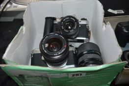 Pentax MG and Olympus OM10 Cameras