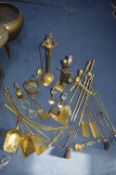 Brass Fireside Tools, Kitchen Implements, etc.