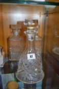 Three Cut Glass Crystal Decanters