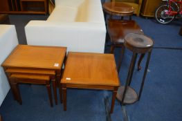 Light Oak Nest of Tables and Matching Side Table b