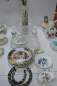 Wall Plates, Cut Glass, Traysm Dishes, Vases, etc.