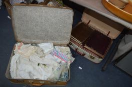 Two Suitcases and Contents of Vintage Linen, etc.