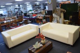 *Two Leather Effect Settes