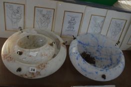 Three 1930's Glass Ceiling Lights