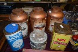 Assorted Coffee Tins, etc.