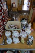 Decorative Items Including Teapots, Paperweights,