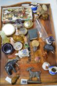 Large Tea Tray and Assorted Collectibles, Miniatur