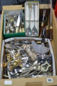 Box of Cutlery Including Silver Plate, etc.