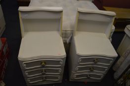 Two White Bedside Cabinets with Built In Lights