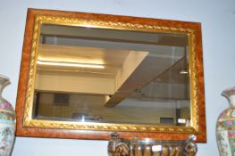 Gilt Framed Bevelled Edge Wall Mirror with Wooden