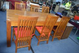 large Solid Wood Dining Table with Six Matching Ch