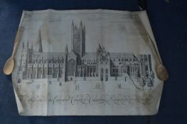 Vintage Etching of Canterbury Cathedral